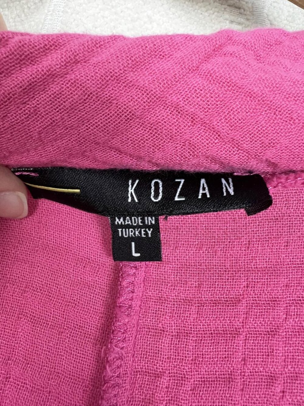 Kozan Harley gauzy cotton midi dress Raspberry Pink oversized lagenlook boho L - Picture 8 of 10